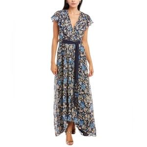 Monique Lhuillier Blue Bell garden short sleeve maxi. Perfect condition!